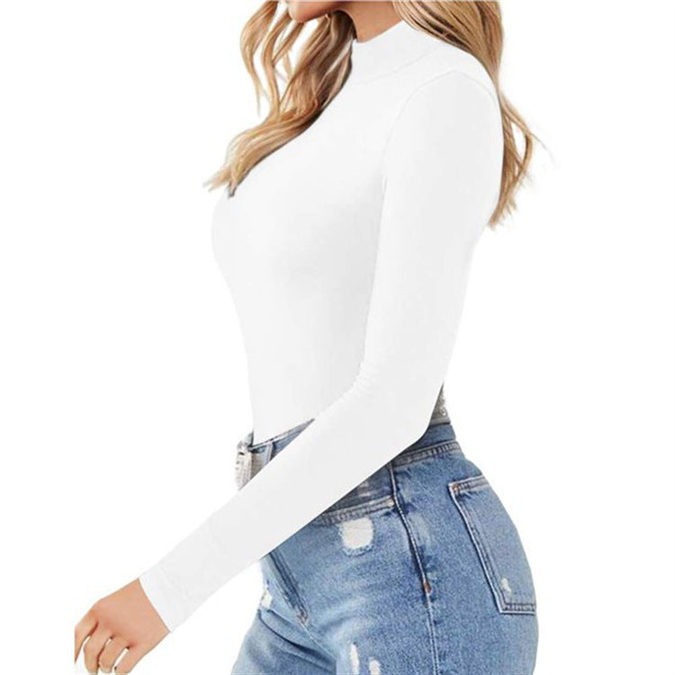 Women's Sexy Square Neck Bodysuit Long Sleeve Double Lined Shirt Tops