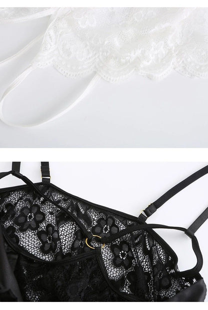 Sexy Lingerie Tight Small Chest Sexy Lace Temptation See-through No-take-off Pajamas Women Passion Set