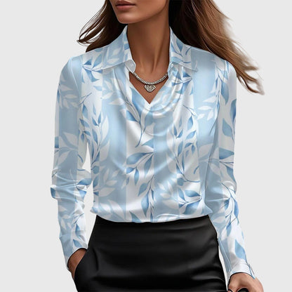 Women's Elegant Solid Satin Cowl Neck Blouse Long Sleeves Casual Business Dressy Shirts Office Work Ladies Top