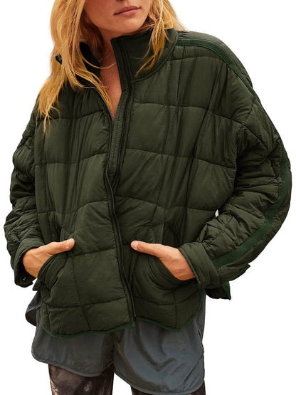 Womens Quilted Puffer Jackets Lightweight Zipper Short Padded Coat With Pockets - Seldom Seen Styles