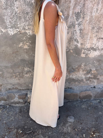 Solid Floral Embellished Sleeveless Loose Maxi Dress Summer New Women's Solid Color Lace Fashion Dress Women's Dress