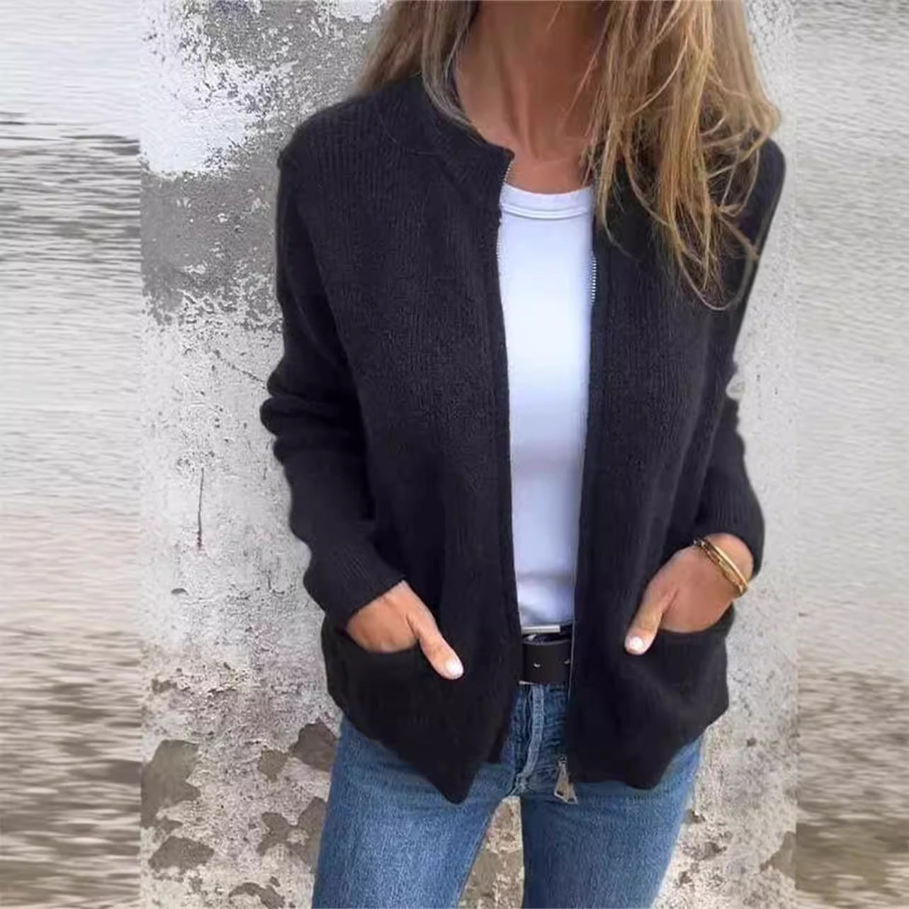 Womens Zip Up Cardigan Sweaters Crew Neck Trendy Jackets Long Sleeve Outfits Fall Fashion 2025 Winter Clothing - Seldom Seen Styles