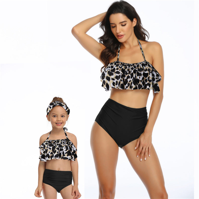 Women Two Piece Swimsuits High Waisted Bikini Teen Ruffle Tummy Control Bottoms Halter Bathing Suits