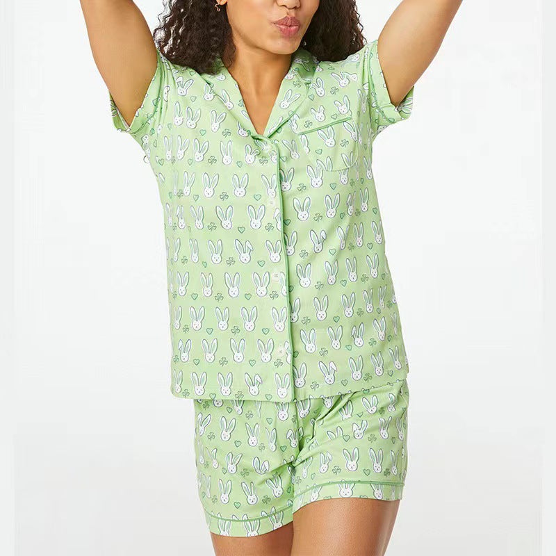 Womens Pajamas Set, 2PCS Button Down Vacation Monkey Beach Shorts Set Y2k Loungewear Pjs for Birthday Valentines Gift