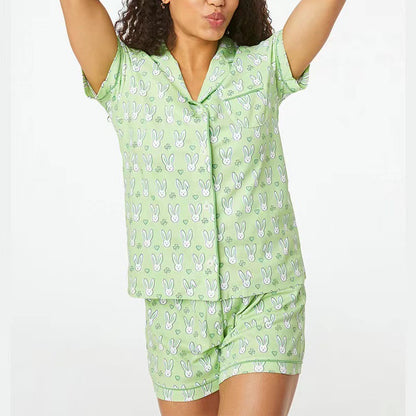 Womens Pajamas Set, 2PCS Button Down Vacation Monkey Beach Shorts Set Y2k Loungewear Pjs for Birthday Valentines Gift