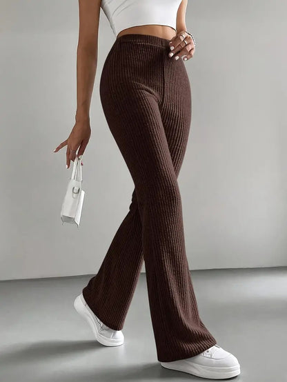 Women's Solid Color Casual Rib Knit All-Match Slim Pants - Seldom Seen Styles