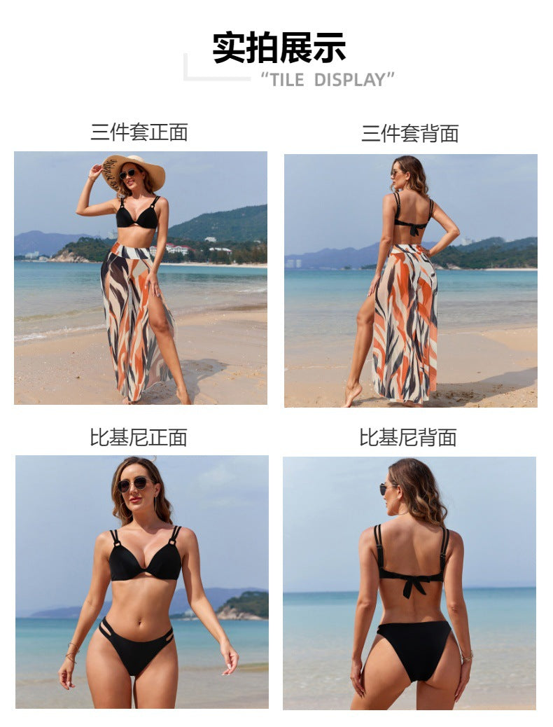Swimsuit for Women2024New Style European and American Bikini Long Pants Three-Piece Swimsuit