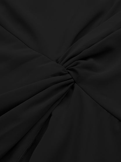 Green Batwing Sleeve Midi Dress Women V-Neck Twist Front A-Line Summer Beach Dress Elegan Wedding Guest Dress