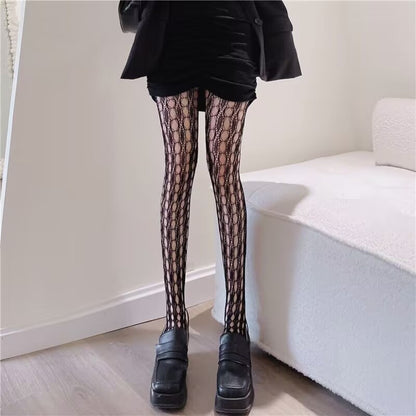 Spring and Autumn Striped Dark Red Millennium Hot-Selling Slimming Stockings Retro Dark Pattern Hot Girl Versatile Thin Pantyhose