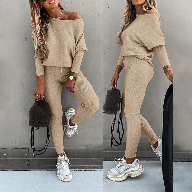 2025 FW ChicMe Women's 2 Piece Lounge Outfit Long Sleeve Pullover Tops Drawstring High Waisted Pants Set Tracksuit Round Neck Pre-Fall Sweatpants Sets - Seldom Seen Styles