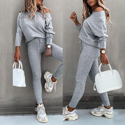 2025 FW ChicMe Women's 2 Piece Lounge Outfit Long Sleeve Pullover Tops Drawstring High Waisted Pants Set Tracksuit Round Neck Pre-Fall Sweatpants Sets - Seldom Seen Styles