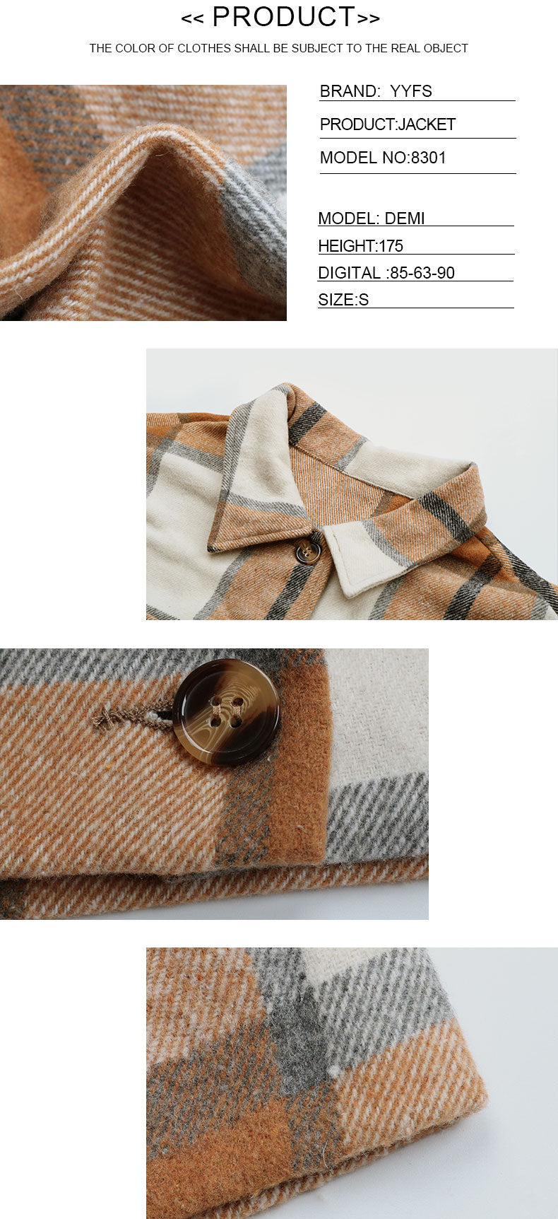 Women's Flannel Cropped Plaid Shacket Jacket Button Down Long Sleeve Shirts Tops