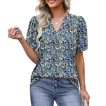 Womens Tops Summer Short Sleeve V Neck Blouses Business Casual Loose Fit Tshirts Trendy Fashion Outfits - Seldom Seen Styles
