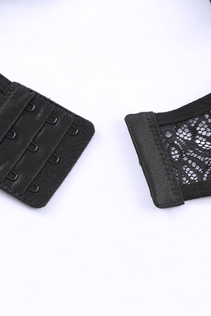 Black 3Pcs Open Cup Lace Strappy Lingerie Set - Seldom Seen Styles