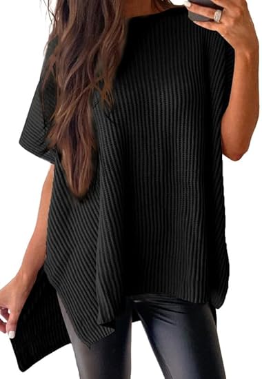 Oversized Knit Top Short Sleeve Sweater | Women's Clothing - Seldom Seen Styles