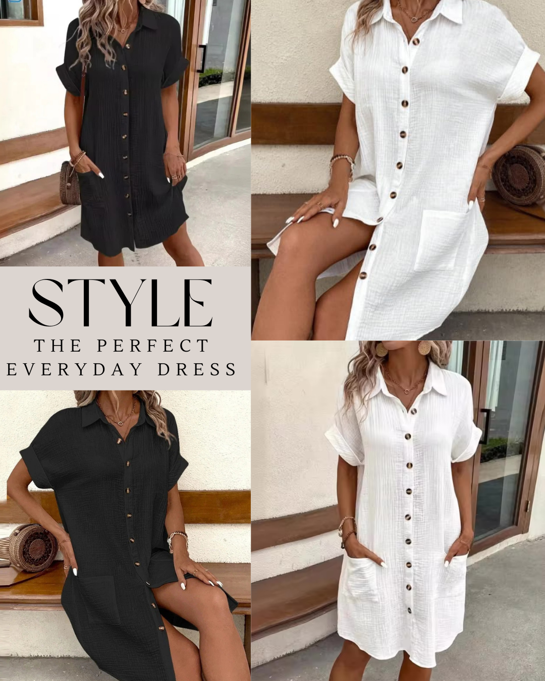 Women's Button Down Linen Shirt Dress With Pockets - Seldom Seen Styles