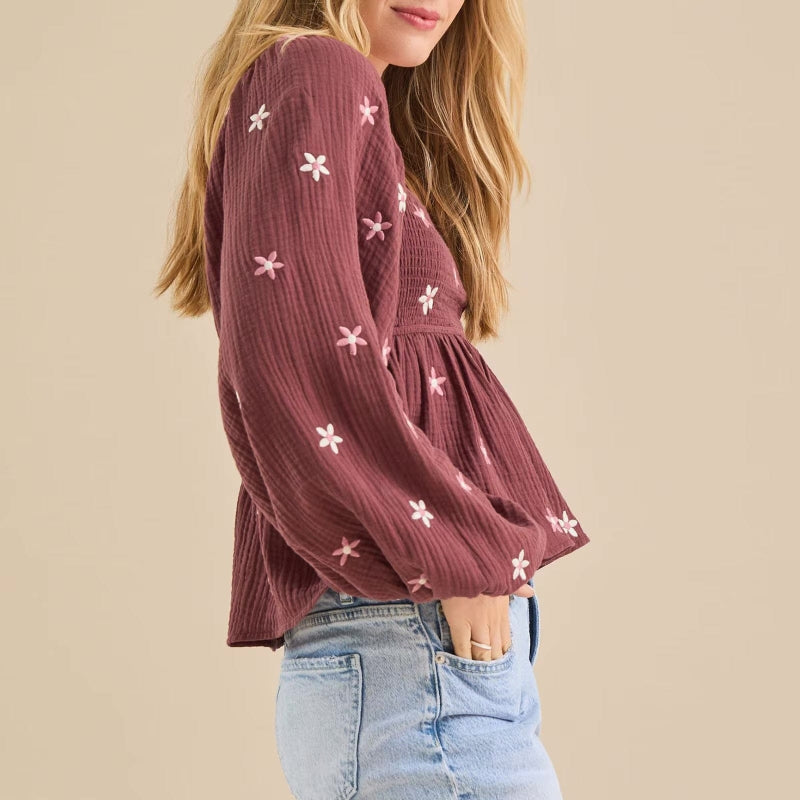 Boho Floral Print Peplum Top - Seldom Seen Styles