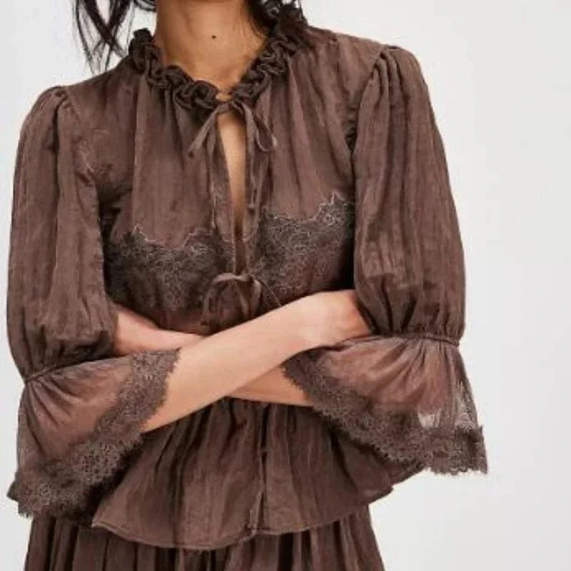 Lace Frilly Boho Babydoll Blouse - Seldom Seen Styles