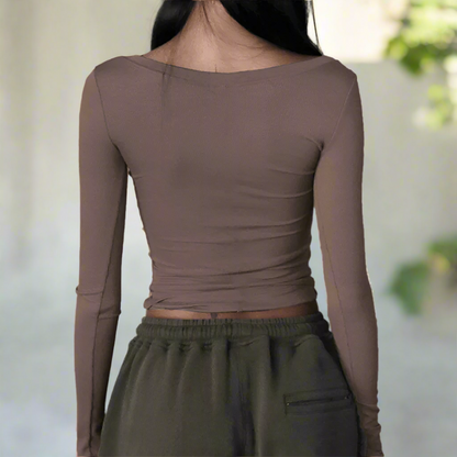 Slim Fit Ribbed Long Sleeve Crop Top - Seldom Seen Styles