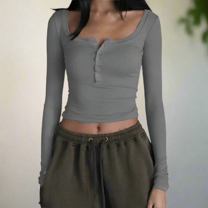 Slim Fit Ribbed Long Sleeve Crop Top - Seldom Seen Styles