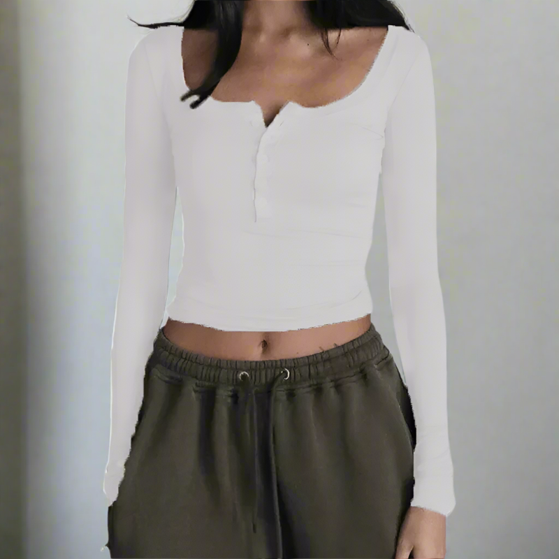 Slim Fit Ribbed Long Sleeve Crop Top - Seldom Seen Styles