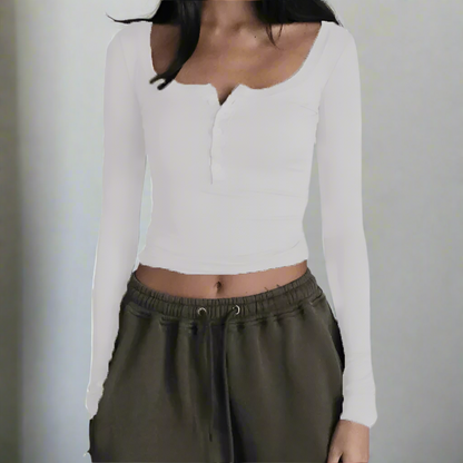 Slim Fit Ribbed Long Sleeve Crop Top - Seldom Seen Styles