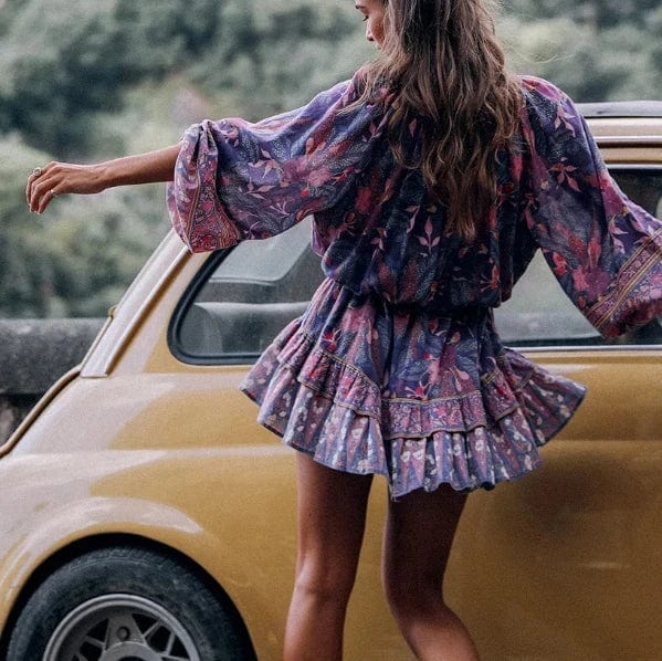 Boho Chic Floral Print Mini Dress - Seldom Seen Styles