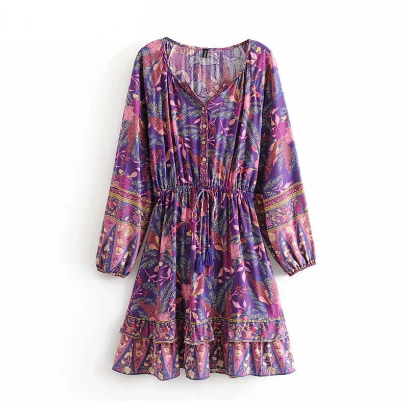 Boho Chic Floral Print Mini Dress - Seldom Seen Styles