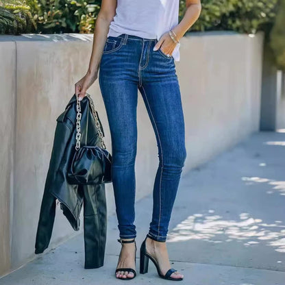 Stretch Mid Waist Skinny Jeans - Seldom Seen Styles