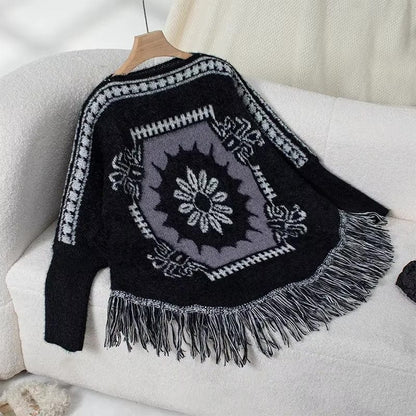Boho Knit Poncho Sweater - Seldom Seen Styles