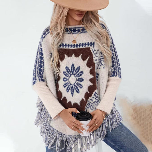 Boho Knit Poncho Sweater - Seldom Seen Styles