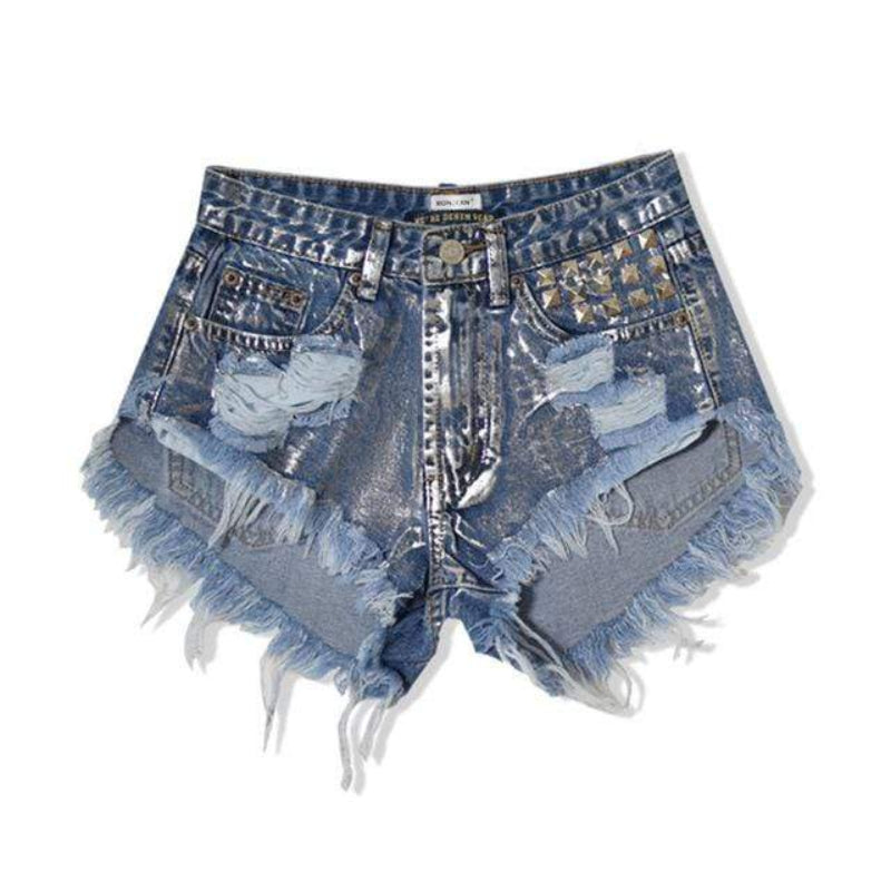Boyfriend Style Denim Shorts with Rivets - Seldom Seen Styles