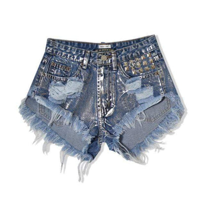Boyfriend Style Denim Shorts with Rivets - Seldom Seen Styles
