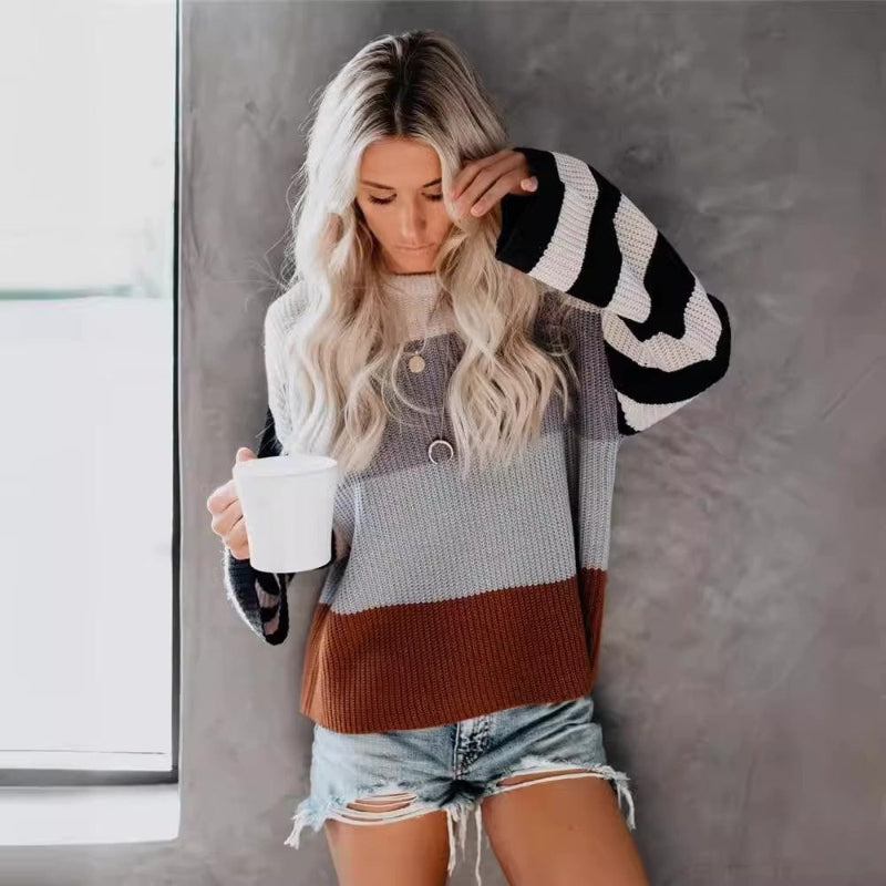 Boho Striped Casual Pullover Knit Sweater - Seldom Seen Styles