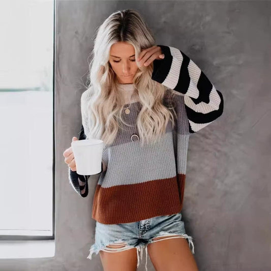 Boho Striped Casual Pullover Knit Sweater - Seldom Seen Styles