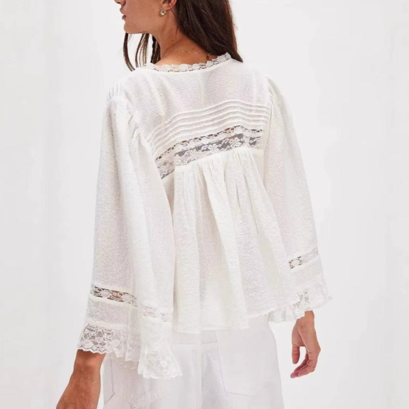 Boho Lace Button Down Blouse - Seldom Seen Styles