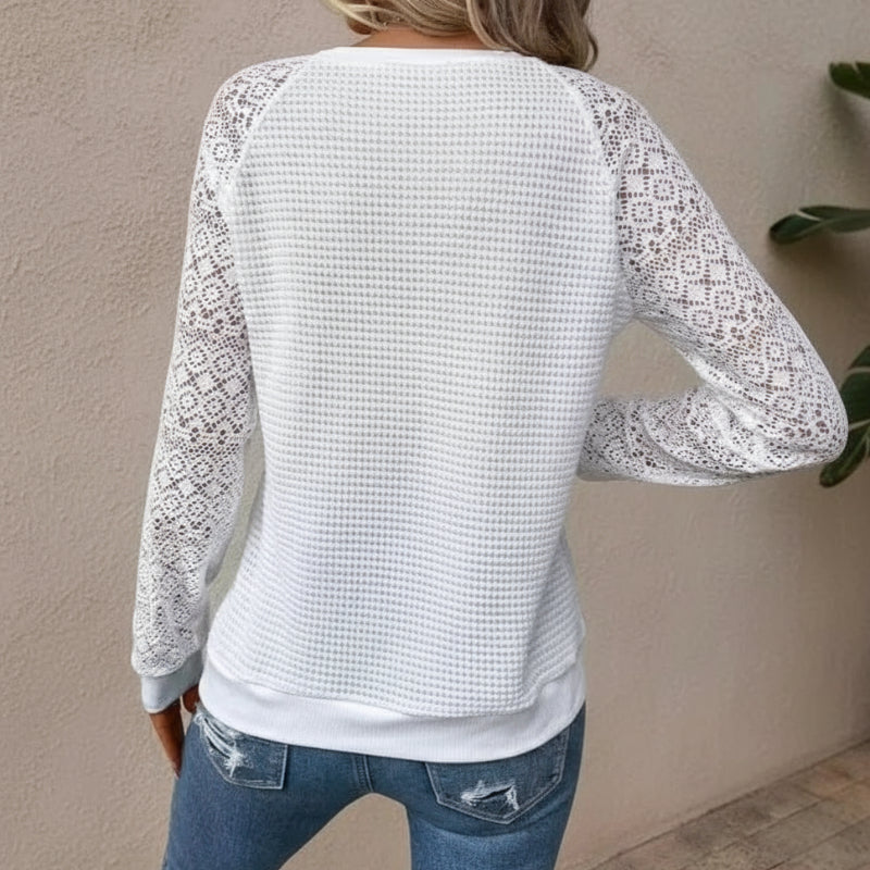 Boho Lace Sleeve Long Tee - Seldom Seen Styles