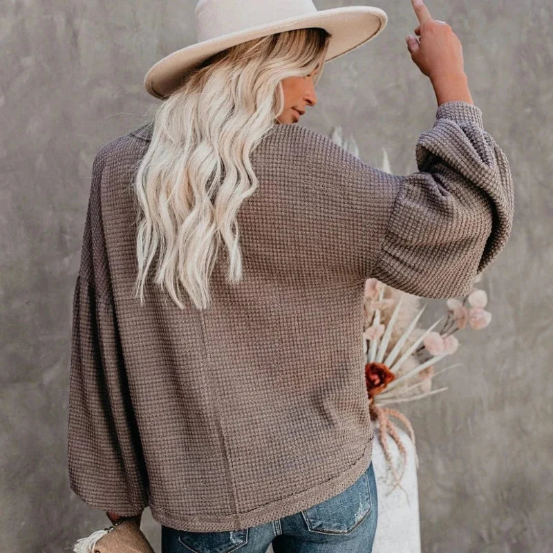 Boho Lantern Sleeve Knit Top - Seldom Seen Styles