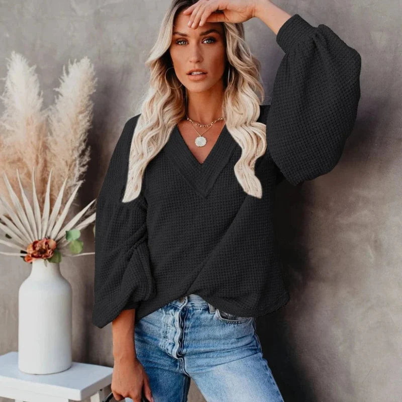 Boho Lantern Sleeve Knit Top - Seldom Seen Styles