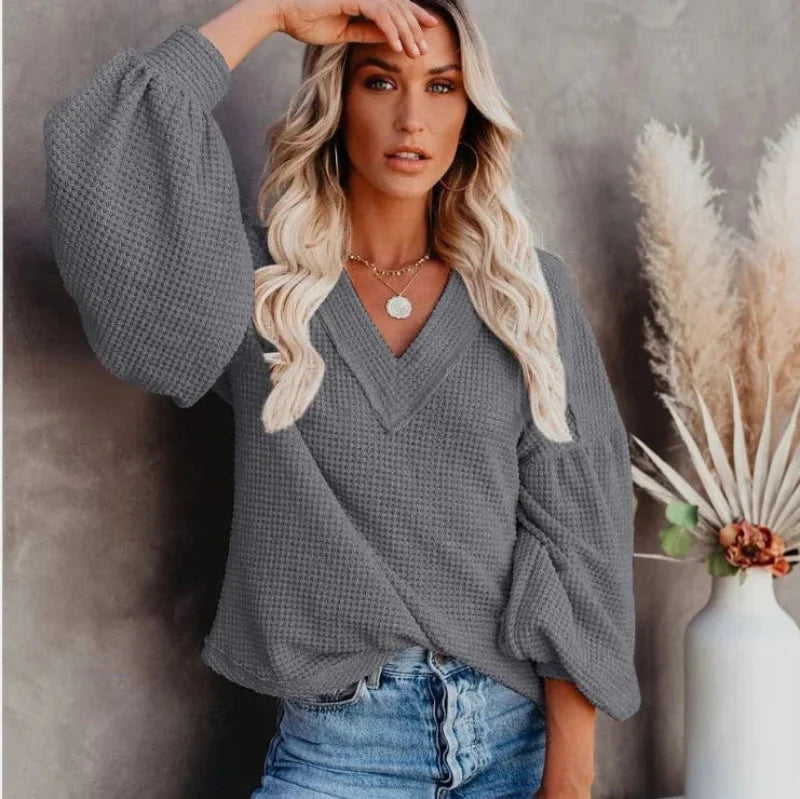 Boho Lantern Sleeve Knit Top - Seldom Seen Styles