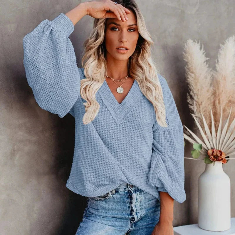 Boho Lantern Sleeve Knit Top - Seldom Seen Styles