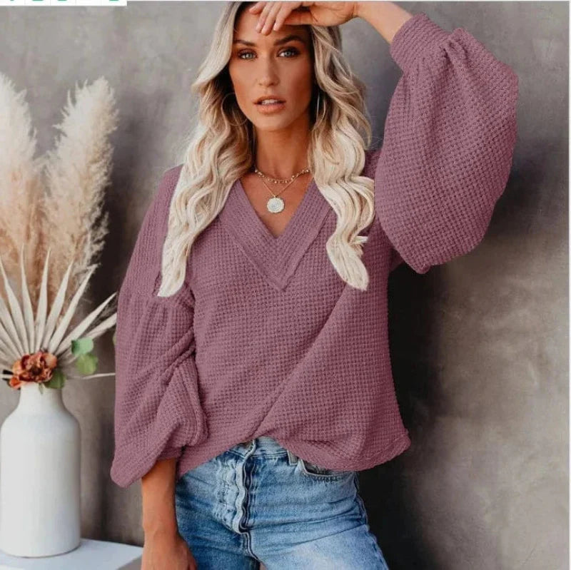 Boho Lantern Sleeve Knit Top - Seldom Seen Styles