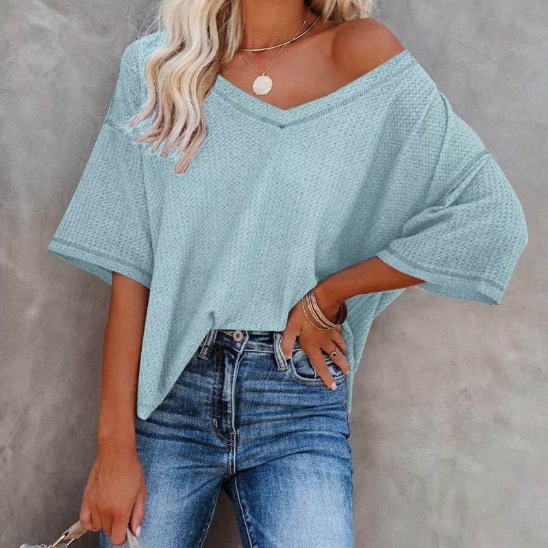 Oversized Casual V-Neck Shirt - Seldom Seen Styles