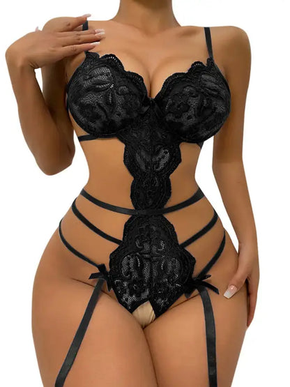 Bows And Ties Lace Teddy Lingerie - Seldom Seen Styles