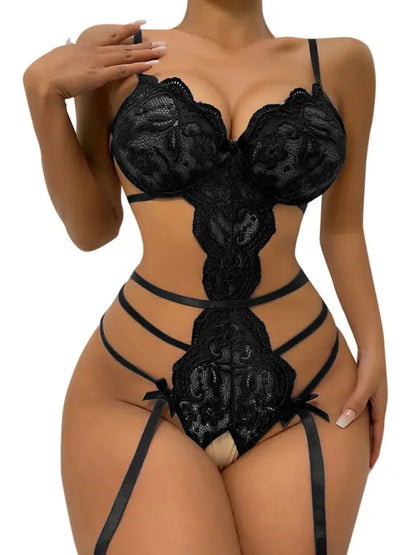 Bows And Ties Lace Teddy Lingerie - Seldom Seen Styles