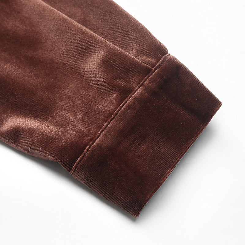 Womens Winter Velvet Long Sleeve Button Down Casual Tops Shirts