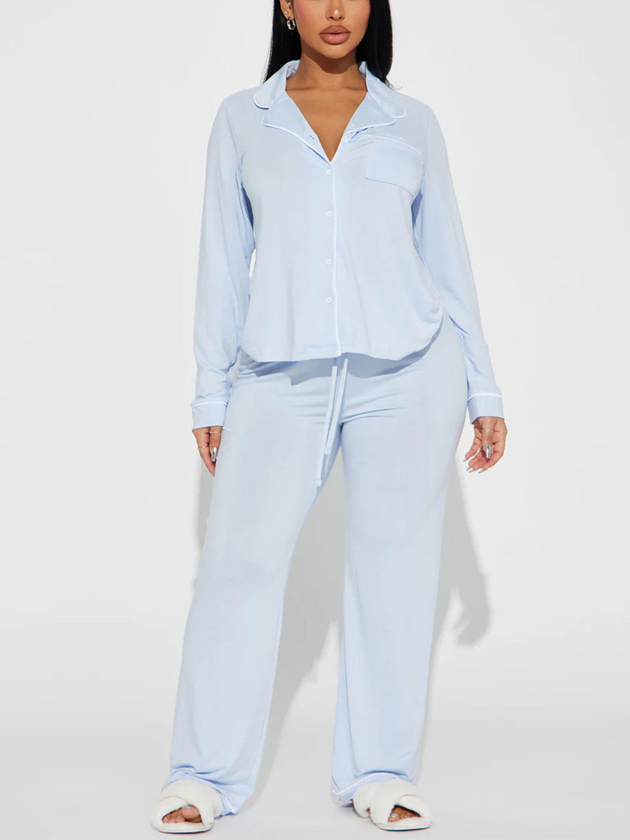 Modal Pajama Set, Long Sleeve Button Down Shirt and Pajama Pants, Sleepwear for Women - Seldom Seen Styles