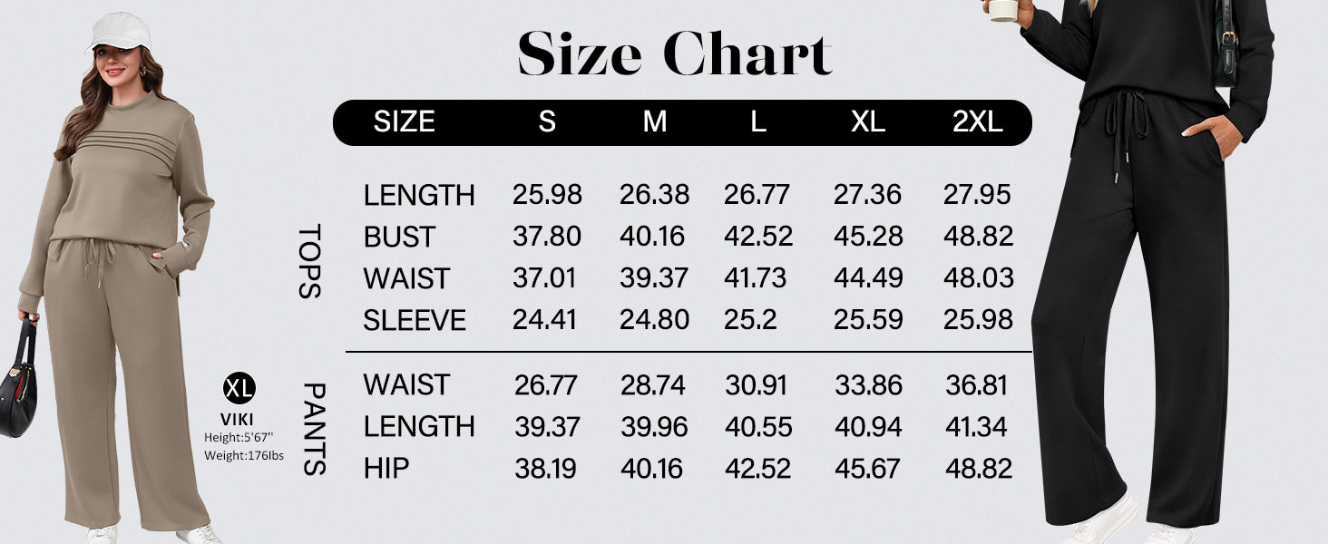 Two Piece Sets for Women Fall Travel Vacation Outfits Long Sleeve Lounge Sets Side Slit Wide Leg Pants S-3XL - Seldom Seen Styles