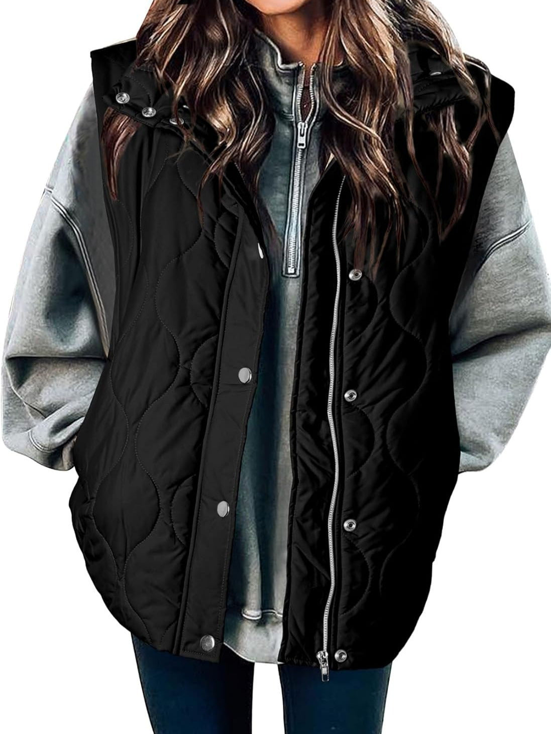 Women's Casual Puffer Vest Lightweight Quilted Button Zip Up Stand Collar Sleeveless Jacket Coat Outerwear 2025 Fashion Womenswear Fall Winter Outfits - Seldom Seen Styles