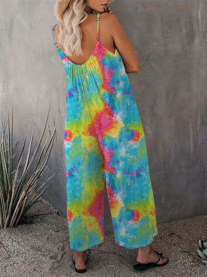 2025 Summer New Women's Casual Ladies' Strap Jumpsuit Pants New Printed Sleeveless Romper for Women